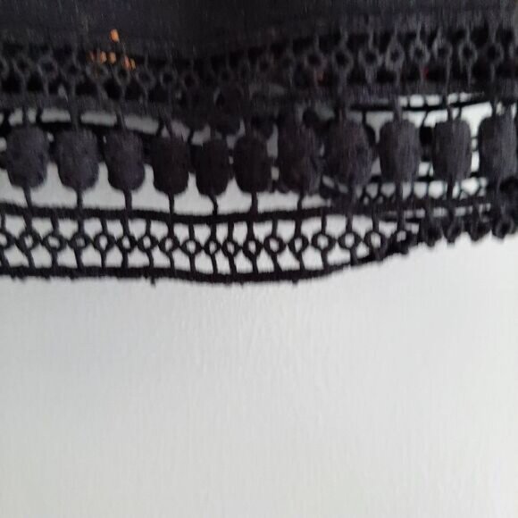 DEVOTED Boho Lace Trim & Back Tie Boxy Blouse Black Sz S - Picture 8 of 13